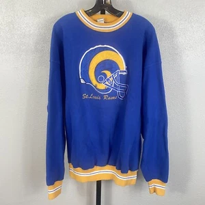 Vintage 90's St. Louis Rams Sweatshirt Blue Gold Helmet Legends Men's XL + - Picture 1 of 5