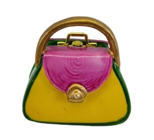 Purse Trinket Pill Ring Box Pink Yellow Green Keepsake Tooth Fairy - Picture 1 of 12