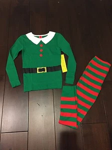 NWT Kids Xmas PJ Elf 2 Piece Family Holiday Pajamas Sz 5 - Picture 1 of 3