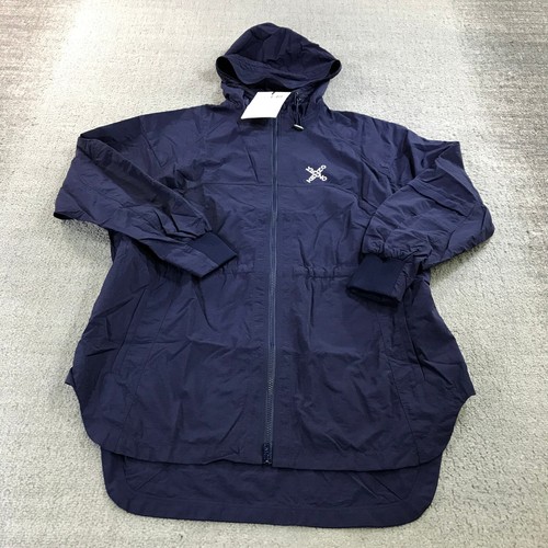 Kenzo Paris giacca donna media full zip cappuccio parka blu leggero a32432