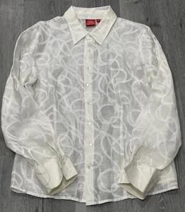 An Oscar de la Renta Company Bluse weiß Langarm Seide Perlen Knöpfe Gr. 14 - Bild 1 von 7