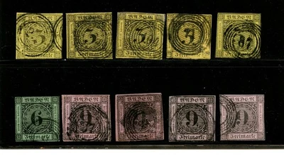 Germany-Baden #2 & #4 G555) (5) of each, imperf numerals, Used, FVF, CV$210.00 - Image 1 of 2