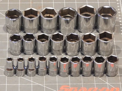 Snap On 23Pc Metric 1/2" Drive Shallow Socket Set 10MM 32MM 6Pt 6 Point Dr - Image 1 of 4