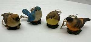 LOT of 4 BIRD Cast Resin Christmas Ornament Decoration  3 - 3.5" - Picture 1 of 10