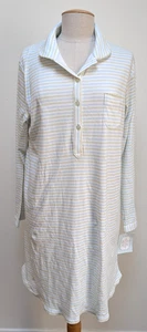Carole Hochman Nightshirt Medium 100% Cotton Striped Long Sleeve Henley - Picture 1 of 5