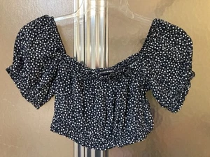 Top halter mujer azul marino brandy Melville manga hinchada talla S? - Imagen 1 de 2