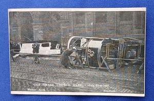 ORIGINAL ECHTFOTO STRASSENBAHN KATASTROPHE POSTKARTE, KIRCHENBANK, BRADFORD YORKSHIRE 1907 - Bild 1 von 3
