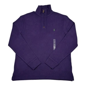 Polo Ralph Lauren French Rib Knit Sweater 1/4 Zip Pullover Mens Medium Purple - Picture 1 of 11