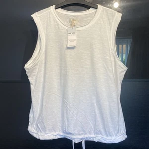 Next-Women’s Sleeveless White  Top Drawstring Waist Size 20 BNWT Gym Yoga Casual - Picture 1 of 7