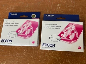 Confezione 2 cartucce inchiostro originali Epson OEM MAGENTA T059320 NUOVE scadute 14/07 e 2016 - Foto 1 di 2
