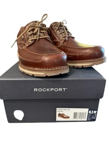 Rockport Men’s Centry Moc Ox Brown Oxford Lace Up Leather Shoes Size 8.5W - Picture 1 of 11
