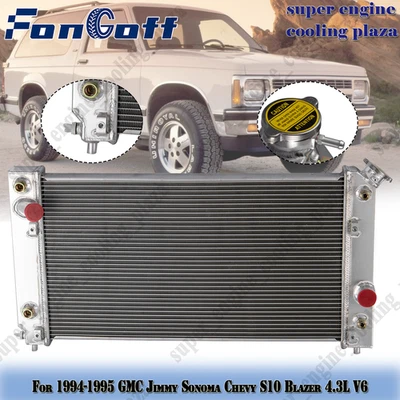 Radiador de aluminio de 3 filas con tapa de radiador compatible con Chevrolet Blazer 1995 4,3 V6. Foto 1 de 4