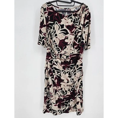 Vestido midi envolvente sintético manga corta estampado floral vino negro colección NY XL NUEVO CON ETIQUETAS Foto 1 de 4