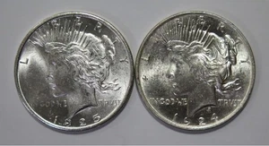 PEACE DOLLARS $1 90% SILVER 1925 1924 U.S. MINT COIN LOT (2) 100% UNC 🌈⭐🌈 - Picture 1 of 2