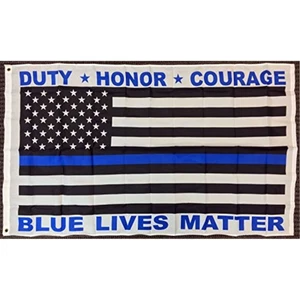 3x5 Police Blue Lives Matter American US 100D Polyester Flag Duty Honor Courage - Picture 1 of 1
