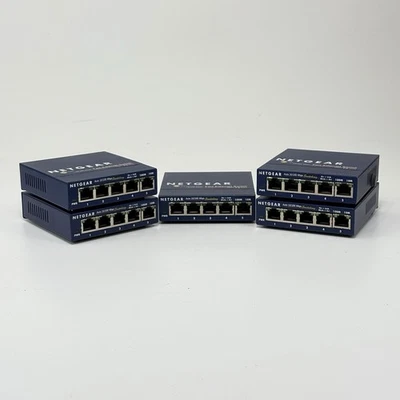 Лот из 5 настольных коммутаторов NETGEAR FS105 ProSafe 5 портов 10/100 неуправляемый Ethernet H - Изображение 1 из 4