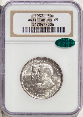 1937 50c ANTIETAM NGC MS 65 CAC ~ PQ SILVER COMMEMORATIVE HALF DOLLAR - Image 1 of 2