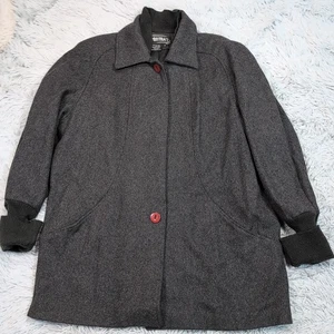 Vintage Portrait Jacke Damen 12 grau Wollmischung Mantel Taschen Knopfleiste kuschelig - Bild 1 von 11