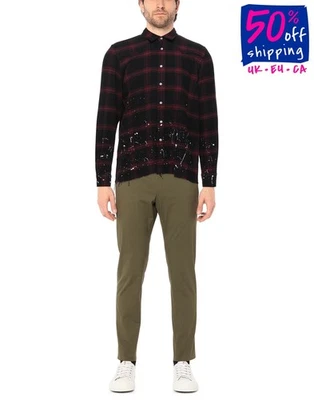 RRP€168 FAMILY FIRST MILANO Flannel Shirt Size L Paint Splatter Made in Italy - Image 1 of 4