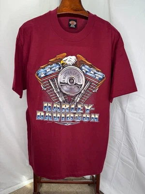 Vintage 1995 Harley Pride Single Stitch T-shirt Maroon Red 90s Biker - Image 1 of 4