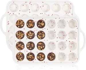 24-cup mini muffin pan, 2 heart-shaped nonstick silicone molds - Picture 1 of 8
