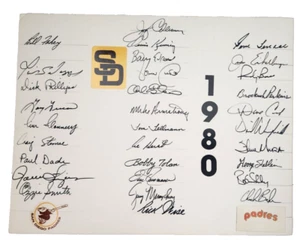 1980 SD Padres Team signed (31) 11x14 Ozzie Smith, D. Winfield, R. Fingers RARE - Bild 1 von 9