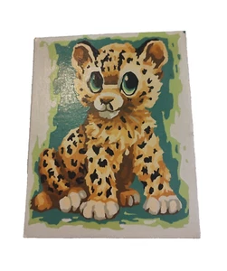 Vintage Big Eye Cub Paint By Number Retro unframed CUTE already painted - Picture 1 of 7