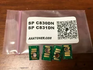 4 x chip toner per ricarica Ricoh Aficio SP C830DN, C831DN (821117 ~ 821120) - Foto 1 di 2