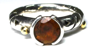 Anel triangular de prata esterlina 18k John Atencio ponto citrino 9 mm tamanho 6 - Imagem 1 de 4