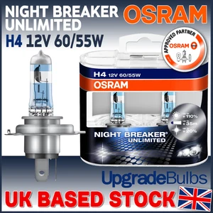 OSRAM Night Breaker Unlimited Plus 110% More Light H4 Headlight Bulbs (Duo) - Picture 1 of 8