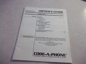 Vintage CODE-A-PHONE OWNER'S GUIDE For Model 2710 Answering Machine 18 Pages - Zdjęcie 1 z 3