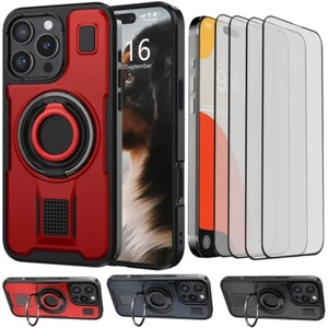 For iPhone 16/Pro/Pro Max Case Ring Kickstand Shockproof Cover Screen Protector - Picture 1 of 31