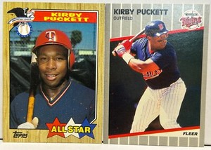 (2) Kirby Puckett Bullseye Cards NM+ (7) 1987 AL All Star #611, 1989 Fleer #124