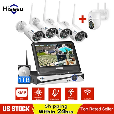 Sistema de Cámara de Seguridad Hiseeu Exterior con Cable Wifi Hogar CCTV 5MP 10CH NVR Lote Foto 1 de 4