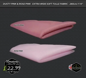 ROSA POLVORIENTO Y ROSA - TELA DE TUL SUAVE - NOVIA, DISFRACES Y EVENTOS - 280 cm de ancho - Imagen 1 de 3