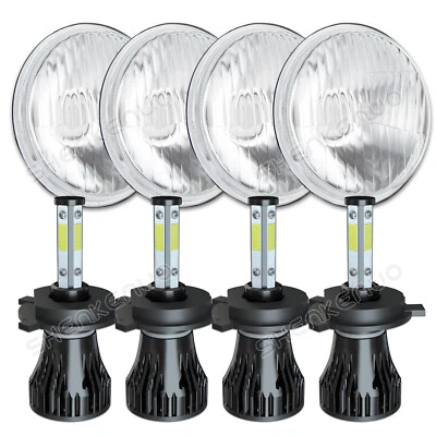 5.75” 5-3/4 ”inch LED Original Glass Metal Headlamp LED H4 Bulb Headlamp Kit - Image 1 of 4