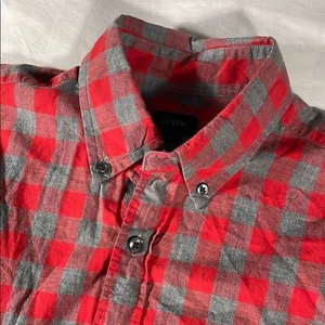 J. Camisa Crew Hombre Rojo Gris Cuadros Ligera Manga Larga Abotonada - Talla S - Imagen 1 de 8