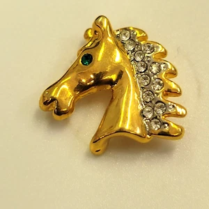 Gold tone Horse Rhinestones Lapel pin Tie Tack Fashion Hat Vest lead Nickel Free - Picture 1 of 4