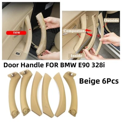 Interior Door Handle Trim Beige For BMW E90 328i 325i 335i 2004-2012 Sedan Wagon Foto 1 de 4