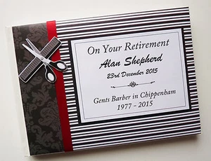 Personalised Barber Retirement guest book, barber retirement gift, keepsake - Picture 1 of 3