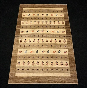 Oriental Carpet Rug Gabbeh 155 X 101 CM Loribaft Beige Persian Hand Knotted - Picture 1 of 14