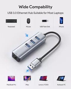 ABLEWE Adattatore USB Ethernet,Hub USB 3.0 con 3 Porte USB 3.0 e 1 Porta LAN - Bild 1 von 5