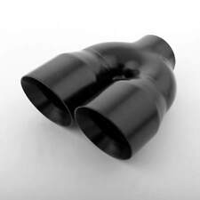 Black Exhaust Tip 3" Inlet Dual Bevel 4" Out Angle Cut 9" Long SS304 Double Wall