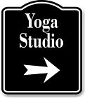 Yoga Studio Right Arrow BLACK Aluminum Composite Sign