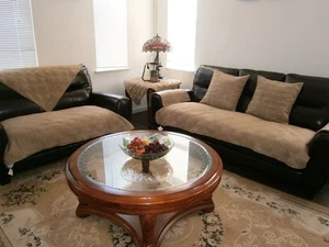 Quilted Micro Suede Custom Sectional Sofa Couch Slipcovers Sold by Piece Not Set - Picture 1 of 13