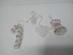 Vintage mundgeblasen Kunstglas Weihnachtsschmuck klar gold Set Zuckerstange Engel - Bild 1 von 9
