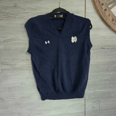 Chaleco de Lana Under Armour Azul Notre Dame Para Hombres Talla M Suelto Hecho en Italia Foto 1 de 4