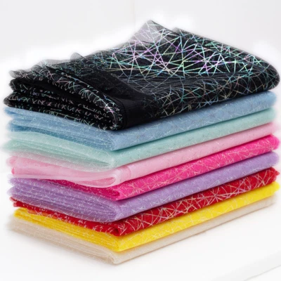 1 M Geometric Lines Mesh Fabric Shiny Messy Tulle Dress Sewing Crafts Props - Image 1 of 4