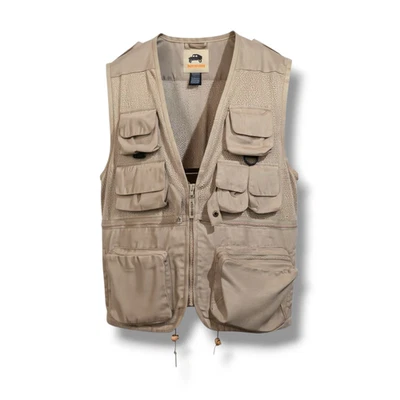 Humvee Men’s Khaki Safari Fishing Camping Utility Vest Cotton Blend Outdoor Gear - Image 1 of 4