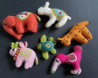 Felted Wool Animals World Market (set of 6) made in Nepal 'Endangered Animals' - Image 1 of 4